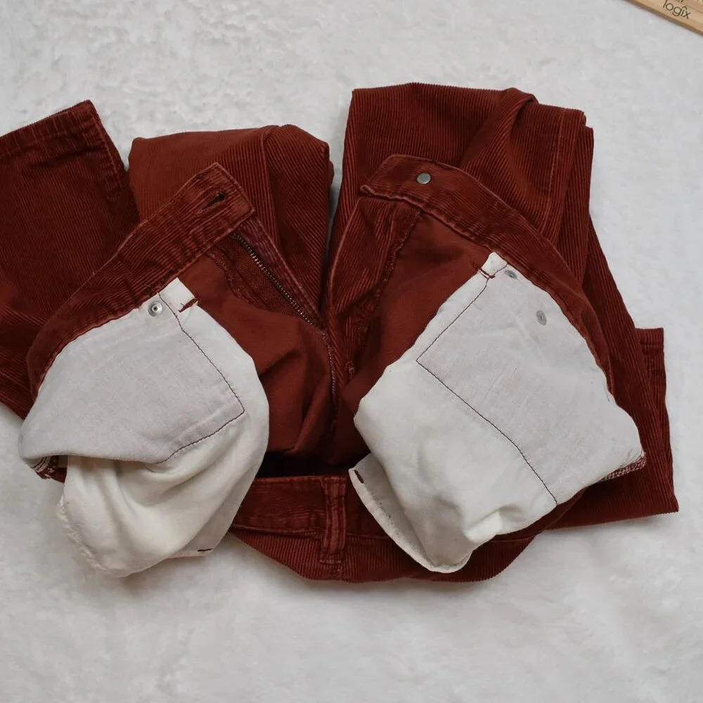 GAP Factory Mens Corduroy Pants Sz 32/30 Straight Fit 100% Cotton 5 Pocket Rust - Picture 15 of 16